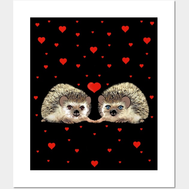 Hedgehog in love, lovers couple cute Wall Art by Collagedream